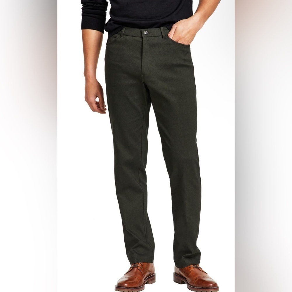 NWT Tommy Hilfiger Mens THFlex Finn Modern Fit Twill Pants Olive Green